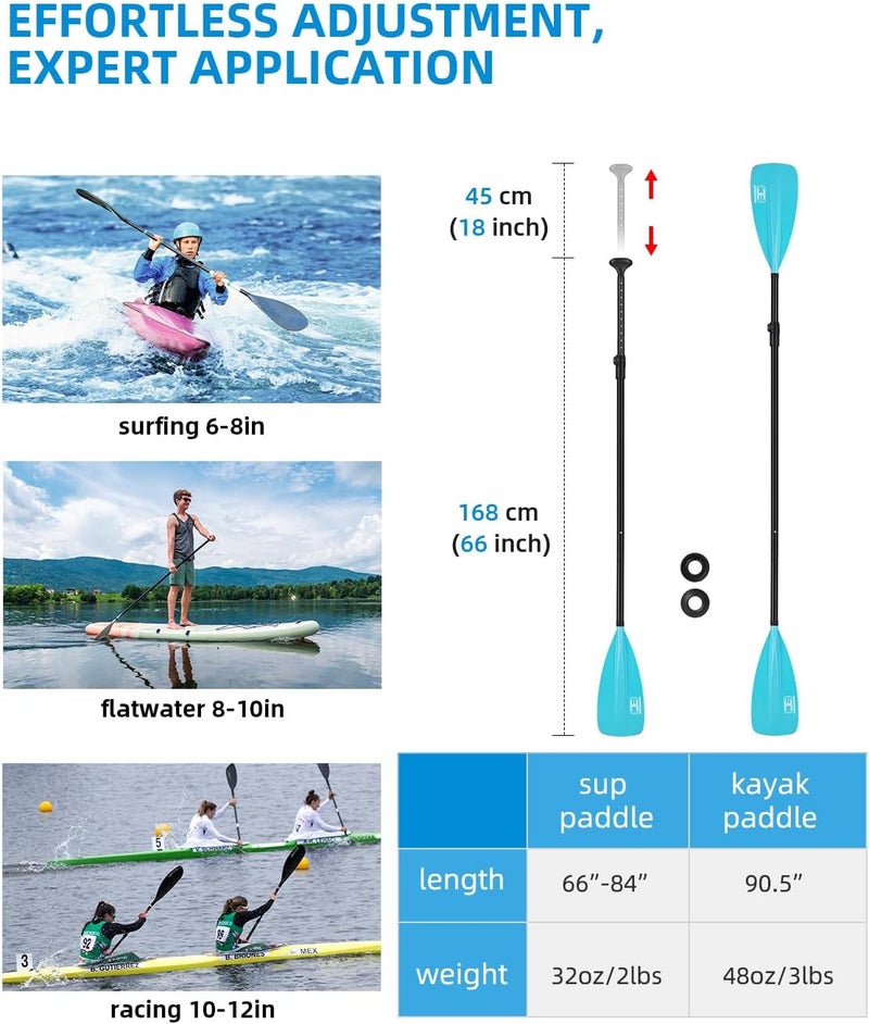 OCEANBROAD SUP Paddle - Adjustable Stand-Up Paddle for Paddleboard Kayak, Adjustable Aluminum Alloy Shaft with Reinforced Nylon Blades - Image 2